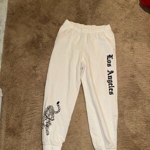 Hollister White Joggers with Tiger and Los Angeles Print
